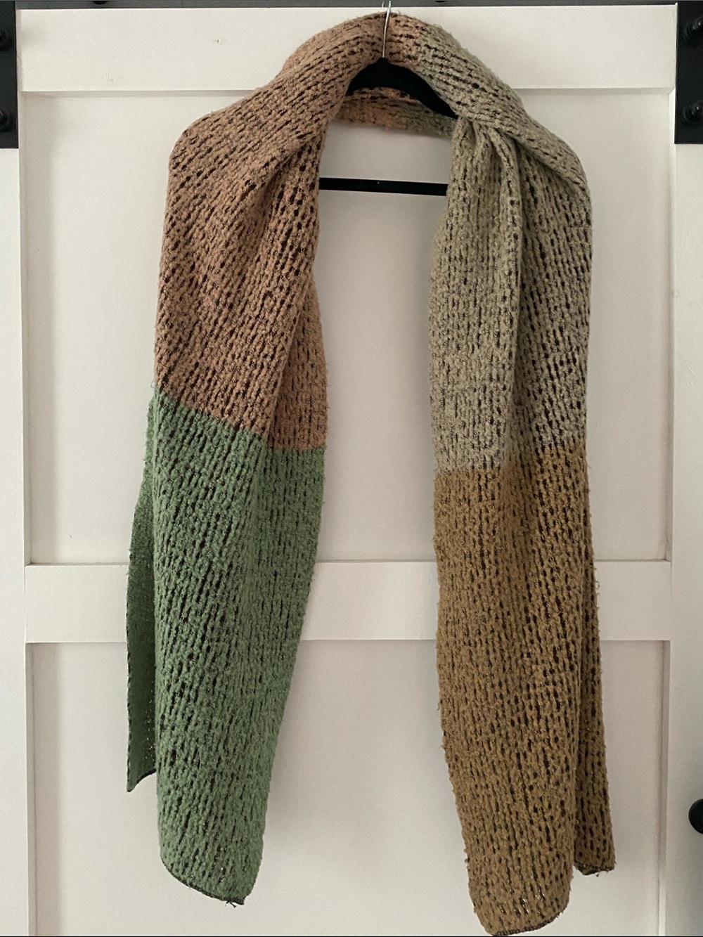 Billabong Multi-Tone Knit Scarf in Taupe, Pink and Olive Green